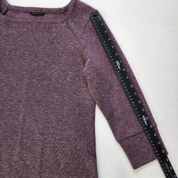 Nau Sweatshirt Dress Short XS Plum Heathered Square Neck Long Sleeve Pockets - Picture 9 of 10